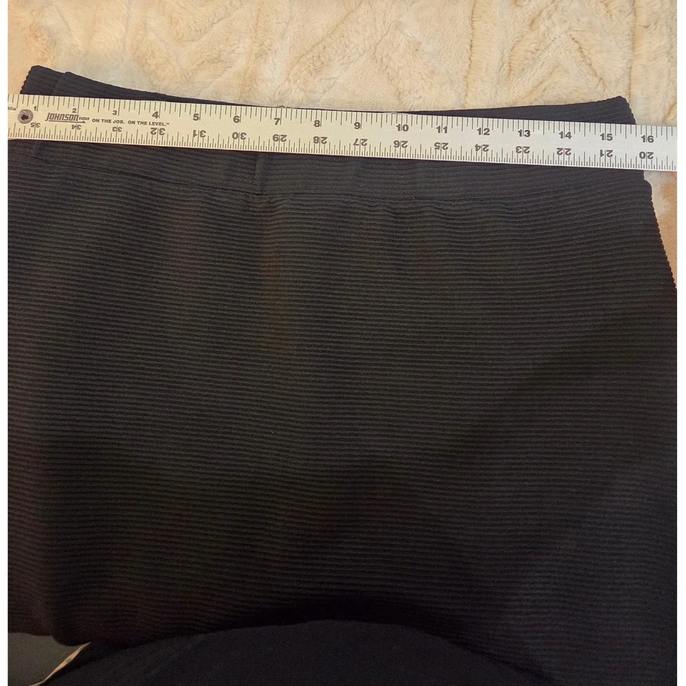 Y2K Fig & Blu Black Ribbed Pencil Skirt Elastic Waist Midi Stretch Vent Size M